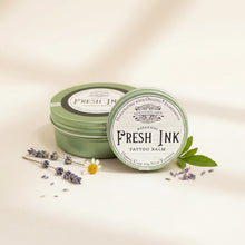 Load image into Gallery viewer, Healing Leaf Apothecary Fresh Ink herbal Tattoo salve for new tattoos, 1 ounce, 4 ounce