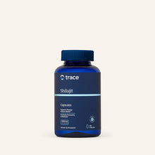 Load image into Gallery viewer, Blue supplement bottle labeled 'trace' on a white background