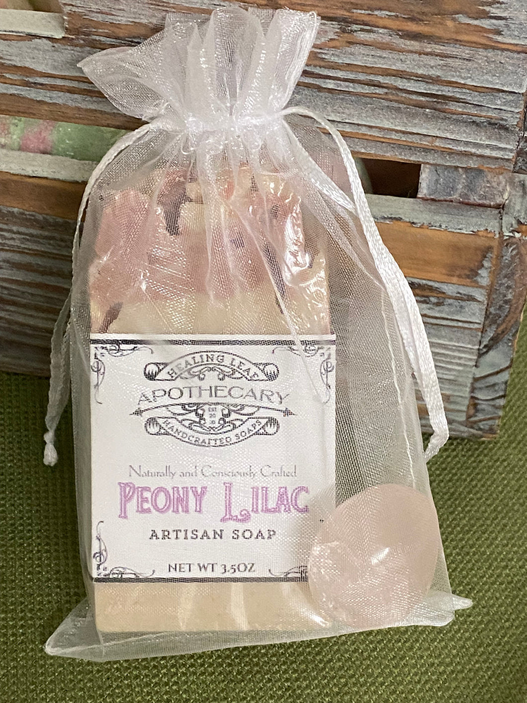 Peony Soap with Quartz Heart