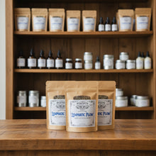 Load image into Gallery viewer, Healing Leaf Apothecary Invigorating Lymphatic Flow displayed with handcrafted herbal wellness products in apothecary setting
