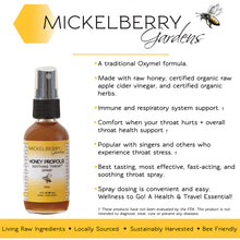 Load image into Gallery viewer, Mickelberry Gardens HONEY PROPOLIS THROAT SPRAY
