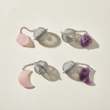 Load image into Gallery viewer, four tea infusers with rose quartz and amethyst charms
